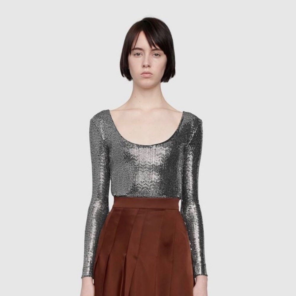 Metallic dotted jersey bodysuit